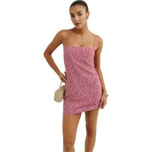 Reformation Pink Red Zephyra Lip Mini Dress Size 8